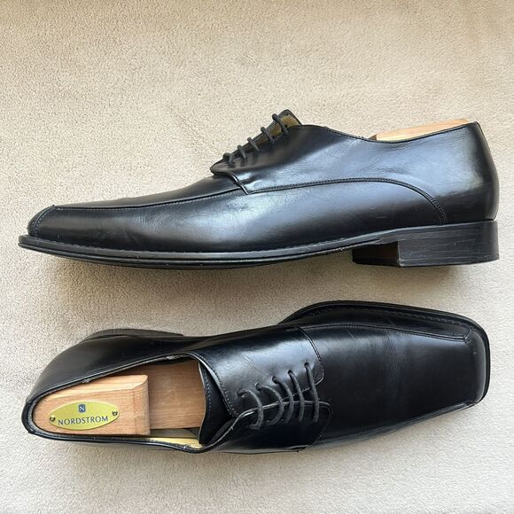 Mezlan Linosa Black Leather Oxford Men’s  12 M Made in Spain Bicycle Toe Dress - Picture 1 of 16